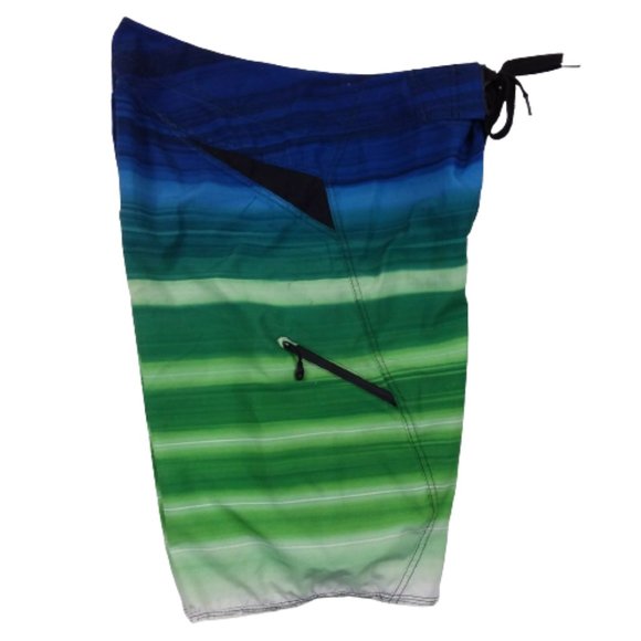Billabong Platinum-X Board Shorts Drawstring Blue Green Striped Recycler Series - Picture 3 of 10